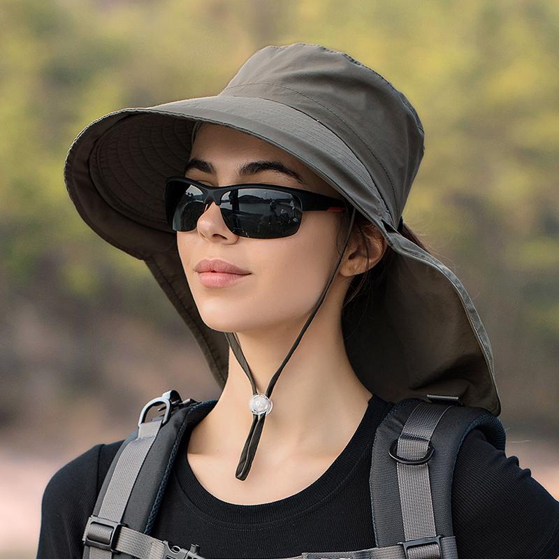 Women Wide Large Brim Sun Hat Bucket Hat Summer Outdoor Activity Fishing Hiking UV Anti Neck Protection Shawl Visor Cap Ladies Hat Bonnet