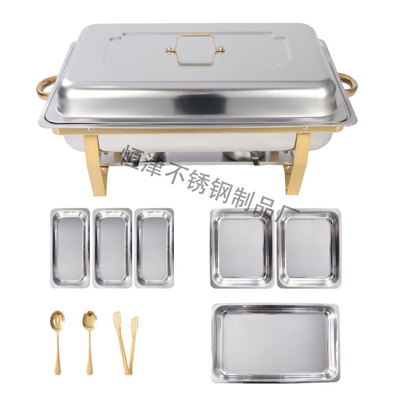 Gold-Plated Stainless Steel Folding Lid Buffet Burner Chafing Dish