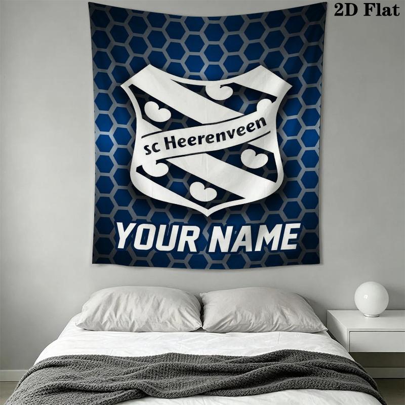 Custom Name SC Heerenveen Wall Tapestry Aesthetic Wall Hanging Printed Fabric Blanket Decorative Tapestries for Bedroom Living Room Home Decor