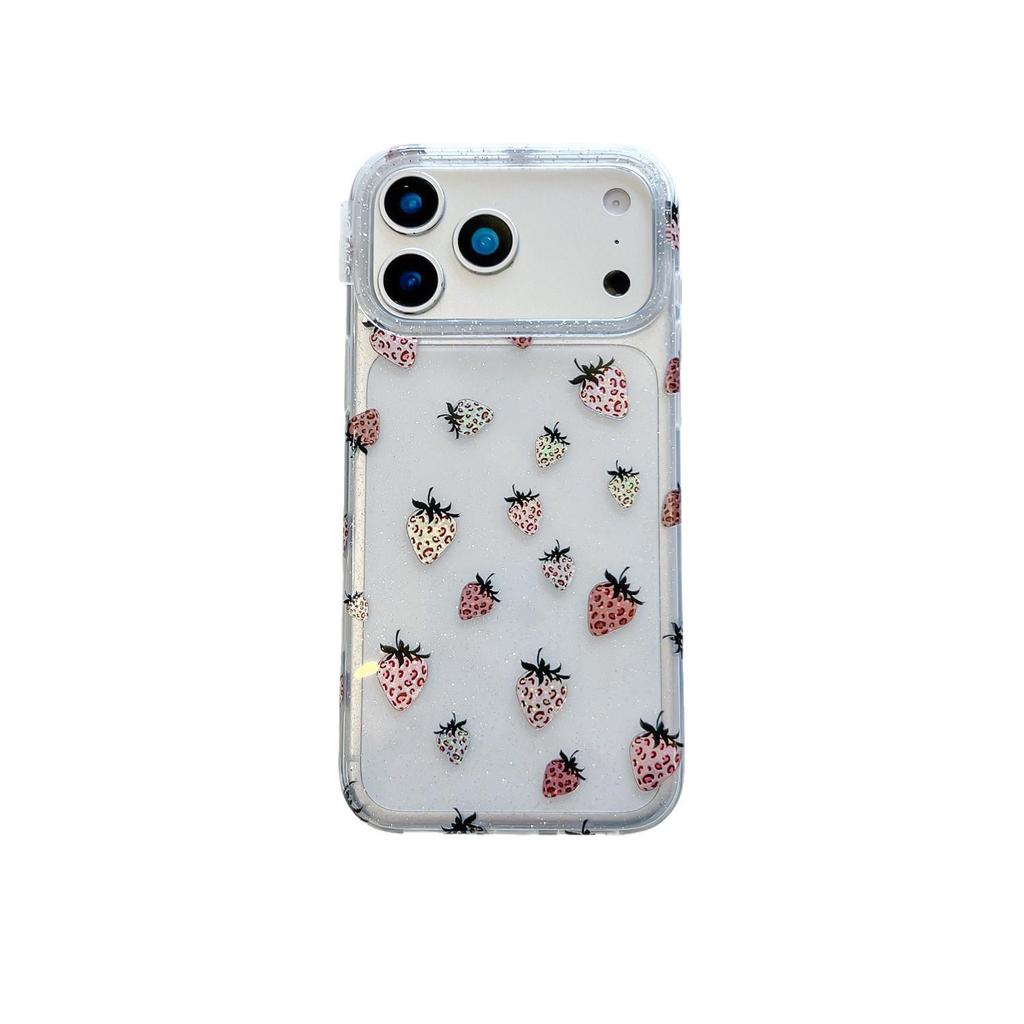 Luanjin Strawberry Leopard Print Phone Case for iPhone 15 Pro Max/16 PM/17 Pro