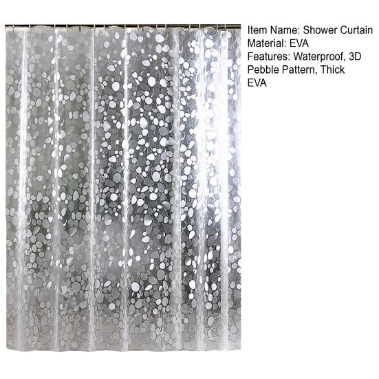 Cortina de Ducha Impermeable, Forro Grueso de EVA para Ducha, Cortina de Baño con Patrón de Guijarros 3D para Cabina de Ducha, Bañeras