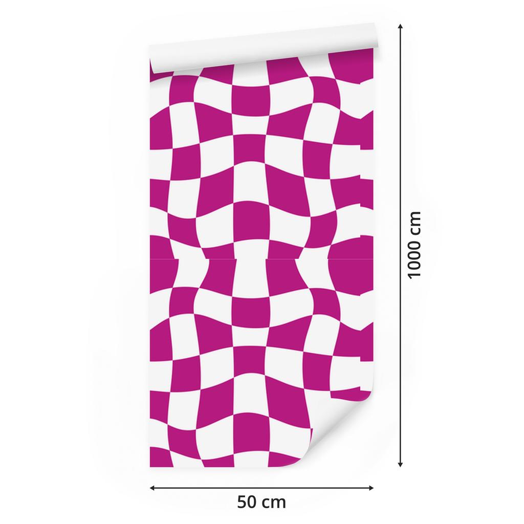 Wallpaper Casual Checkerboard Purple for Living Room and Bedroom 50x1000