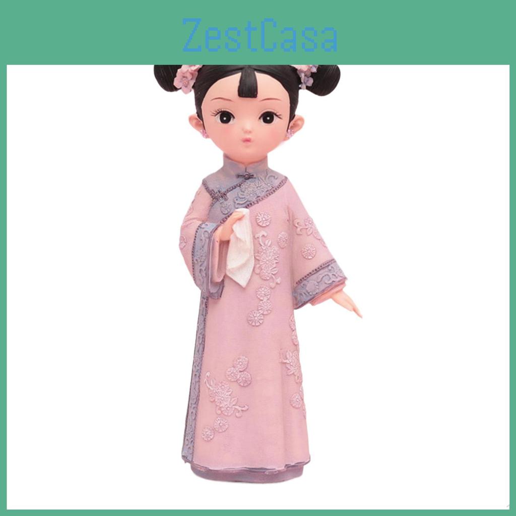 Resin Miniature Statue Figurine Girl Gift Doll Toy Folk Dress Decoraitve Sculpture Traditional