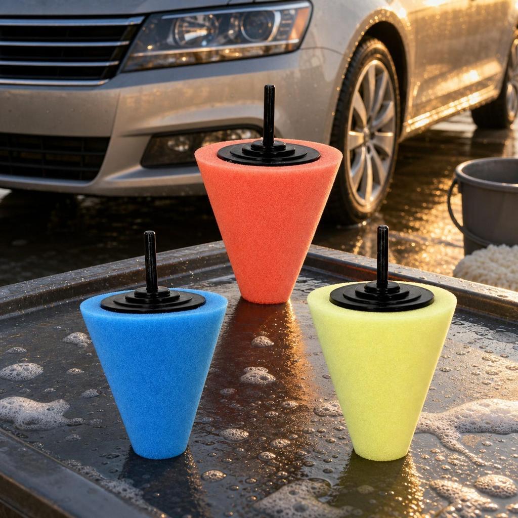 3 Pieces Cone-Shaped Polishing Wheel Soft Cone Sponge Ball Versatile