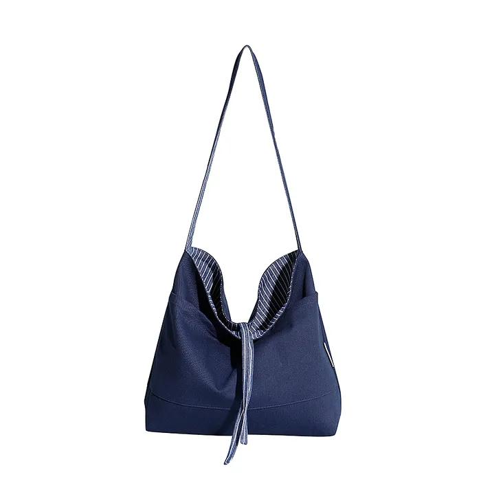 Plain Easy Reversible Shoulder Bag - Striped Navy