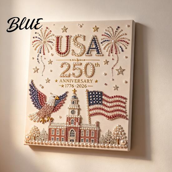 American Flag Painting 250th Anniversary Pearl Kit USA DIY Art Patriotic Craft Kit Set Bead for Beginners Adults Relaxation