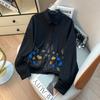 DIMANAF 2026 Women Plus Size New Autumn Blouse Shirt Long Sleeve Embroidery Floral Casual Loose Cotton Lady Tops Shirts Black