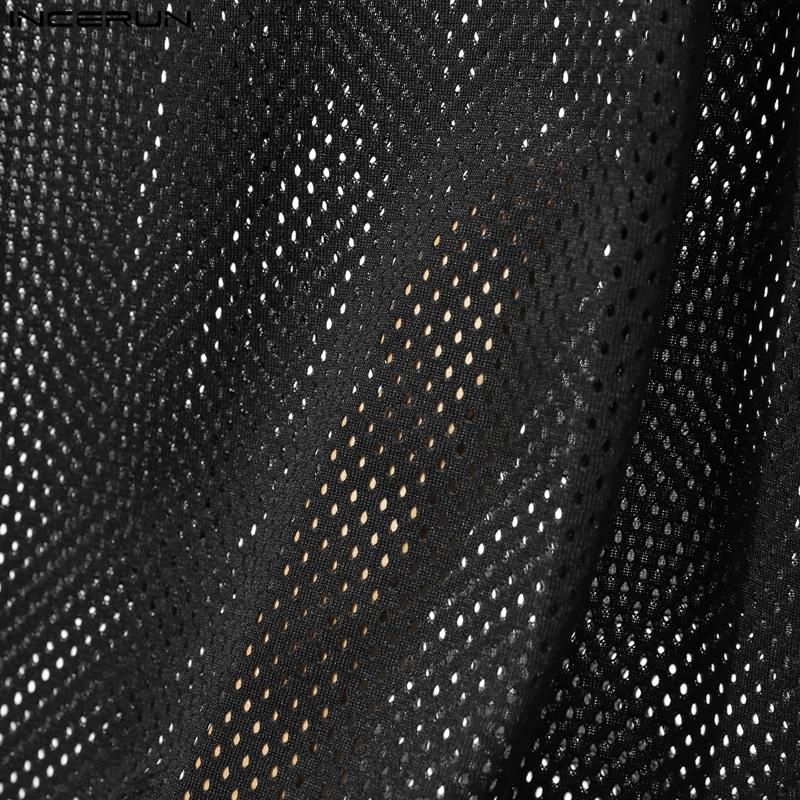 INCERUN Men Elastic Waist Hollow Out Fishnet Beach Holiday Long Pants Trousers