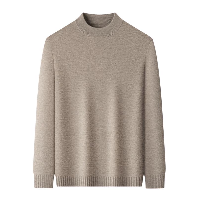Hengyuanxiang Men's 95.5% Wool 4.5% Cashmere Thickened Round Neck Sweater