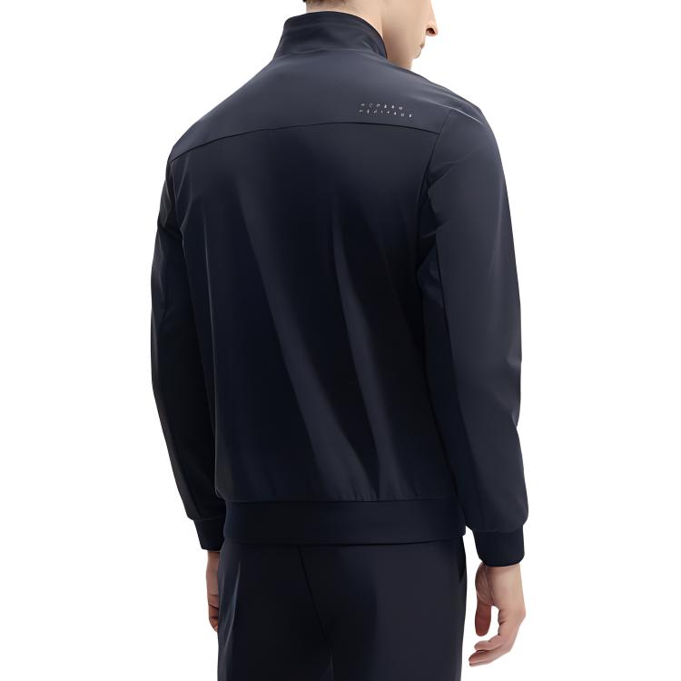Fila Chaqueta Casual de Punto de Manga Larga con Cuello Mao de Color Sólido para Hombre Azul Oscuro F11M411503F-NV