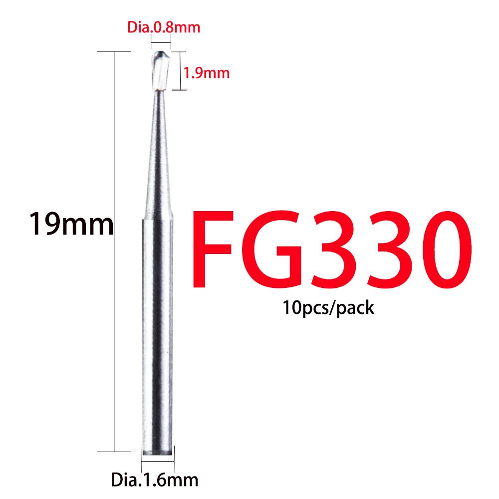 10Pcs/Box Dental Tungsten Carbide Bur Drill Fg 1/2/3/4/5 Round 1.6Mm For High Speed Handpiece Dentistry Burs
