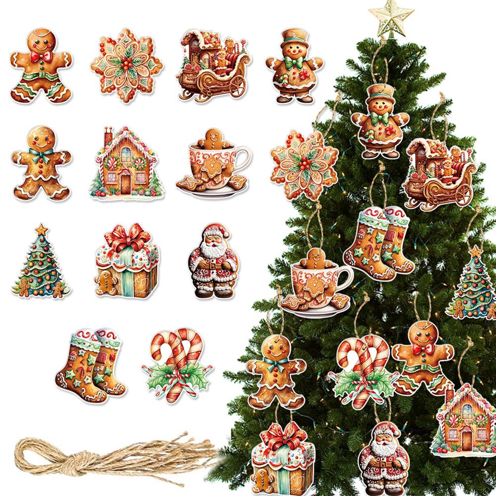 Runtowo Paper Christmas Tree Ornaments Merry Christmas Decor for Home 2026 Navidad Xmas Gifts New Year 2026 Santa Claus Pendant