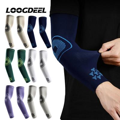 Loogdeel Ice Silk Arm Sleeves for Cycling Running Fishing Sunscreen Support Men Women Cool Breathable Sports Sleeve