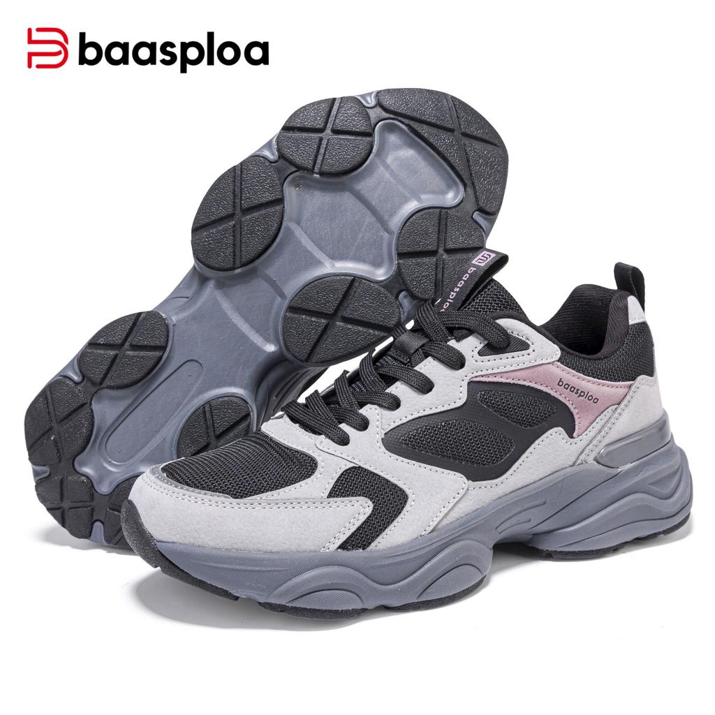 BAASPLOA Damen Sportschuhe mit dicker Sohle, Mesh Laufschuhe, Freizeitschuhe, Wanderschuhe, Studentenschuhe, weiße Schuhe, flache Sportschuhe, Tennisschuhe