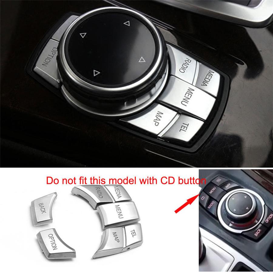 Cromato Multi-Media 7 Pulsanti Copertura Decorativa Finitura Per BMW Serie 3 4 5 6 X5 X6 iDRIVE