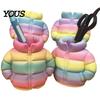 Creative Desktop Decoration Rainbow Down Coat Pen Holder, 3D Printed Puffer Jacket Colorful Gradient Stand Desk Organizer, Storage for Stationery And
