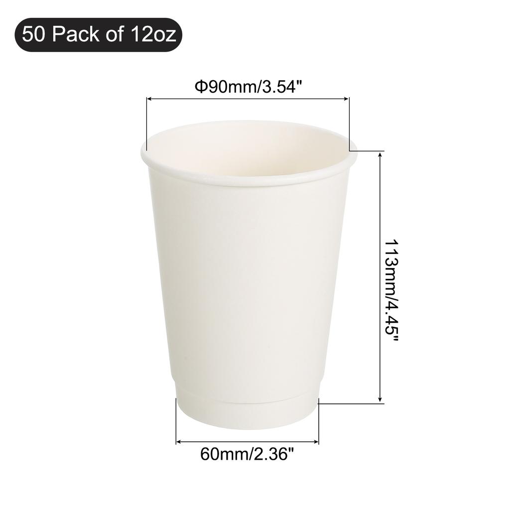 50pcs 270ml-700ml Double-Layer Disposable Coffee Cups White Paper Cup for Hot/Cold Water Milk Juice Tea for Party Picnic Travel