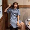 Women's Summer Plus Size Tummy-Control Denim Suspender Dress - Petite Fit with Age-Reducing Design