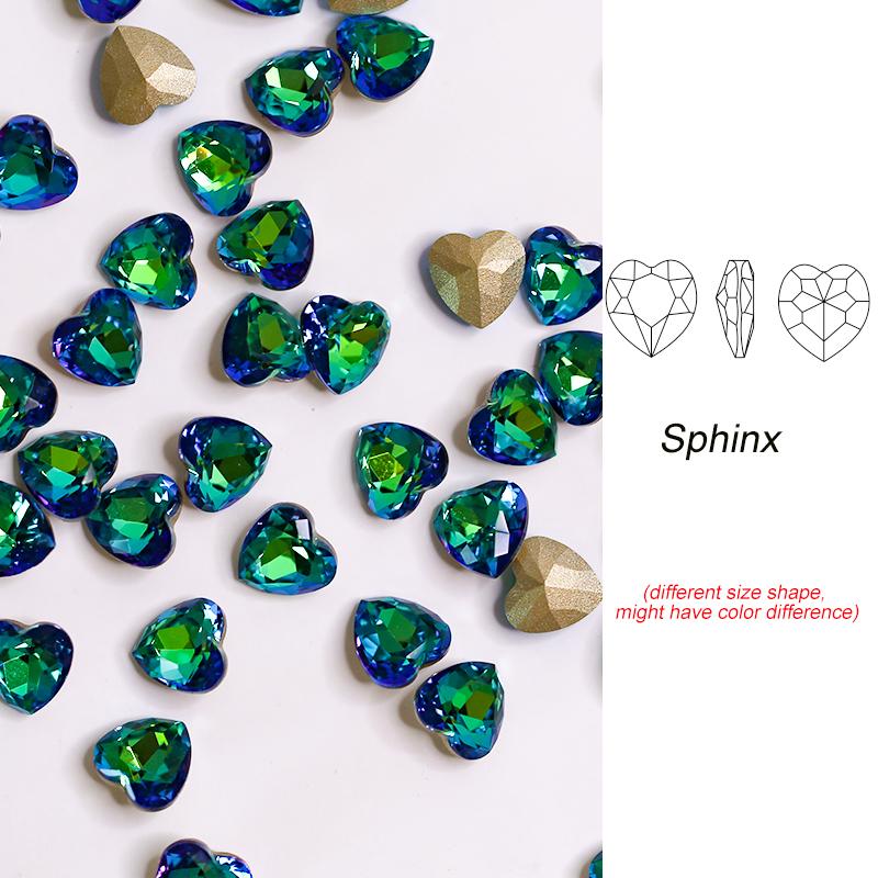 Paso Sico Heart Shaped Point Back Rhinestones Pink MO Loose Crystal Beads Garment Shoes Diy Nail Art Accessories