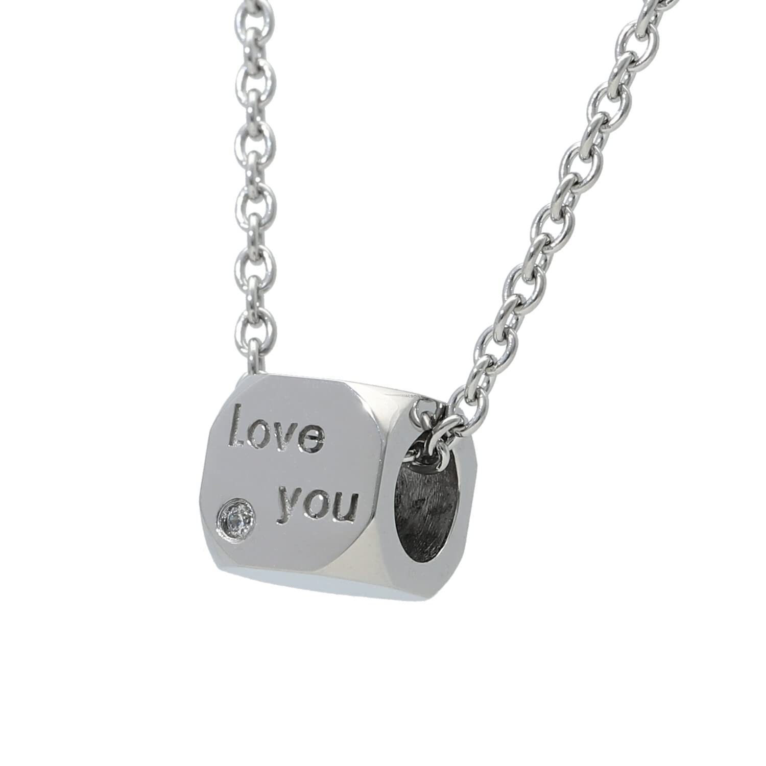 

Shinjuku Gin no Kura Square Message Surgical Stainless Steel Necklace for Men, Hypoallergenic, Silver Color