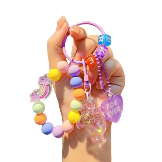 Wrist Strap Phone Chain Beaded Charm for Women Cute Dolphin Animal Keychain Anti-Lost Bracelet Lanyard for Cell Phone Bag Purse