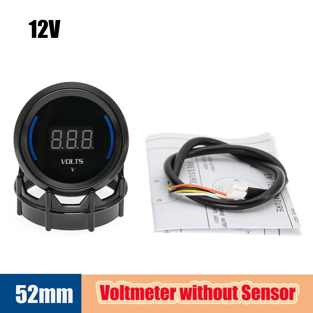 12V Auto Car Voltmeter 52mm Digital Voltage Meter VOLT Gauge Blue Led Display Voltmeters Ammete Automobile DC 8V -18V Universal