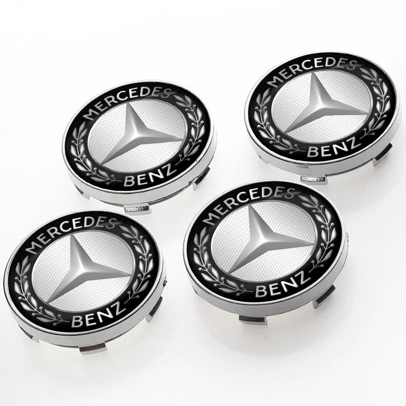 IJZN6 4CS 56mm 60mm Car Wheel Center Cap Hub Covers Badge 3D Sticker For Mercedes Benz GLA CLA GLK GLE CLS ML GL A B C E Class W211
