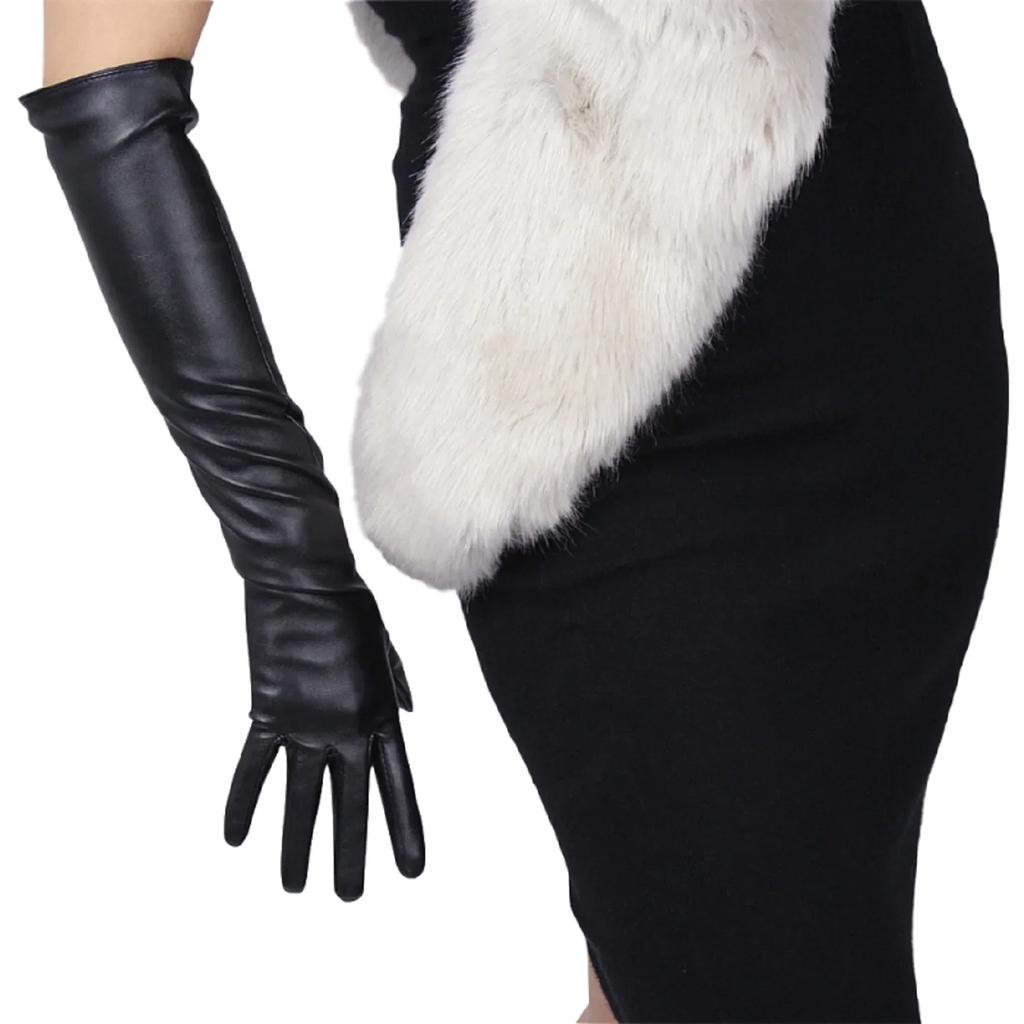 DooWay 70 cm Långa Läderhandskar Svarta TOUCHSKÄRM Konstläder PU Axelhöjd Kvällsfest Kostym Cosplay Opera Halloween Handske