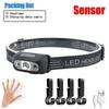 High Power LED Motion Sensor Headlamp Portable USB Rechargeable Waterproof Head Flashlight for Outdoor Camping Emergency Work