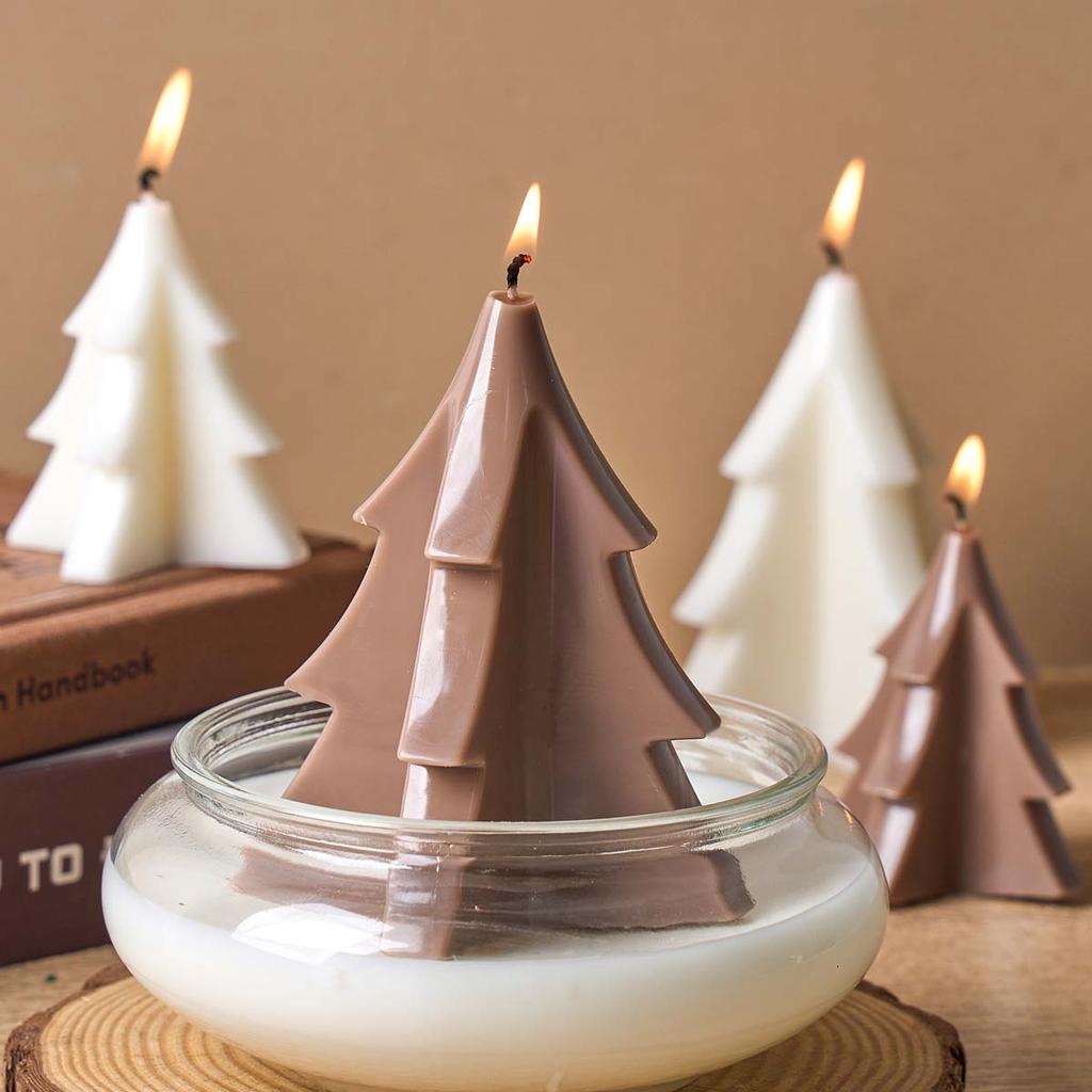 3D Geometric Christmas Tree Candle Mold DIY Simple Christmas Scented Candles Silicone Molds Soap Plaster Resin Craft Gift Making