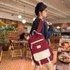 Schoolbag Korean Version Japanese Campus Style Large Capacity Simple Contrasting Color Versatile Schoolbag Junior High School Student College Student 