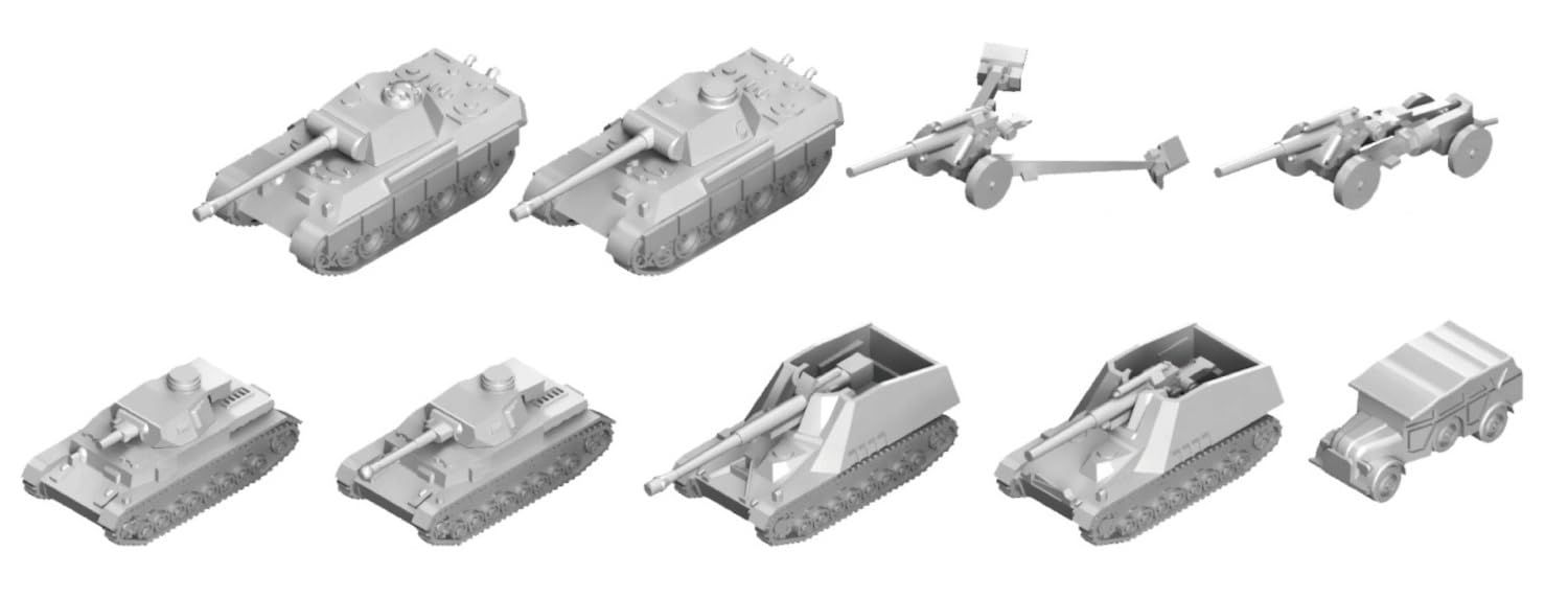 

Pit Road MI Series WWII German Military Vehicle Set 2 White Metal Plastic Model Kit with Two Panzer IV Tank Destroyers 1/700 (MI05SP)