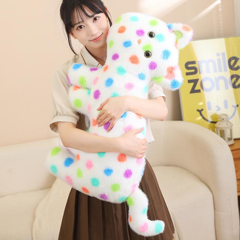 Colorful Spotted Cat Plush Toy Pillow Pp Cotton Stuffed Children Birthday Gift