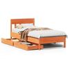 Solid Wood Bed Frame without Mattress Wax Brown 90x200 cm Pine Wood