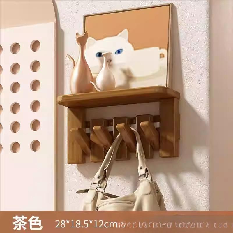Modern Nordic Solid Wood Wall Mounted Clothes Hanger Luxury Living Bedroom Storage Rack Creative Home Furniture