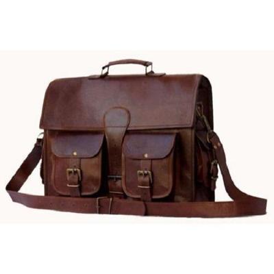 Vintage Genuine Brown Leather Messenger Bag Shoulder Laptop Briefcase Large Men