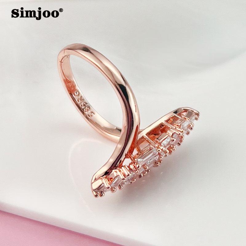 SIMJOO Zirkon Ring für Damen, modischer Roségold-Persönlichkeitsring