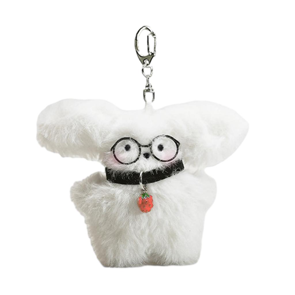 Furry Dog Keychain Plush Toy Pendant Keyring Stuffed Animals Key Rings Stylish Ornament for Bag Phones Keys Cameras