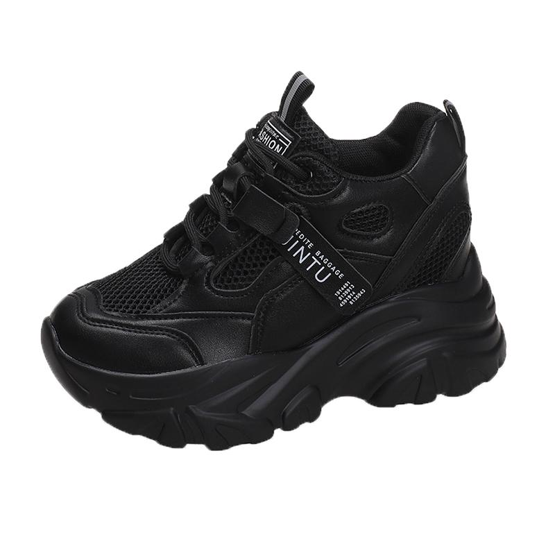 

Модные летние дышащие сетчатые кроссовки 9,5 см скрытые каблуки весенняя высокая платформа белые спортивные папины кроссовки танкетки повседневные массивные кроссовки 40