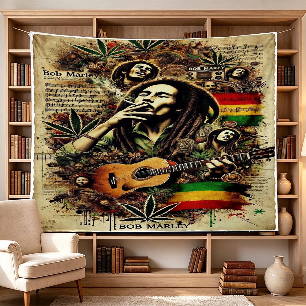 Bob Marley Reggae Tribute Freedom Polyester Wall Hanging Tapestry, Aesthetic Home Decor for Bedroom Dorm Photo Backdrop