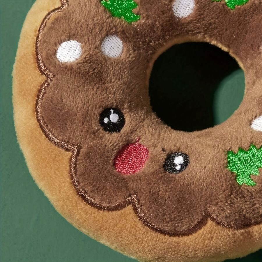 Christmas Medium Size Eco-Friendly Plush Pet Chew Toys Sound Making Cartoon Donuts Antlers & Cotton Dog Toys