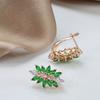 Luxury  Rose Gold Crystal Flower Daily Earrings For Women Green Natural Zircon Accessories Vintage Wedding Jewelry