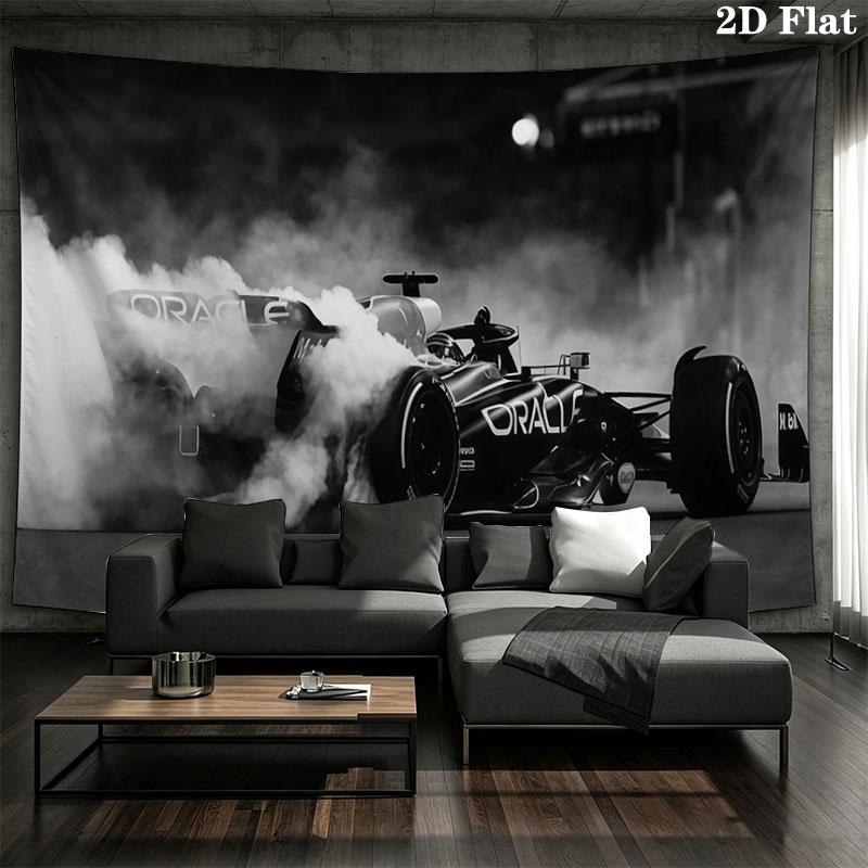 Racing car Wall tapestry, aesthetic printed fabric blanket, suitable for bedroom, living room, and home decor.