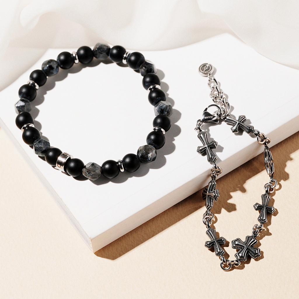Jbans Classic Big Cut Gray 1000 Double Type Cross 1230 Bracelet Set (C2503-Se455_Gr)