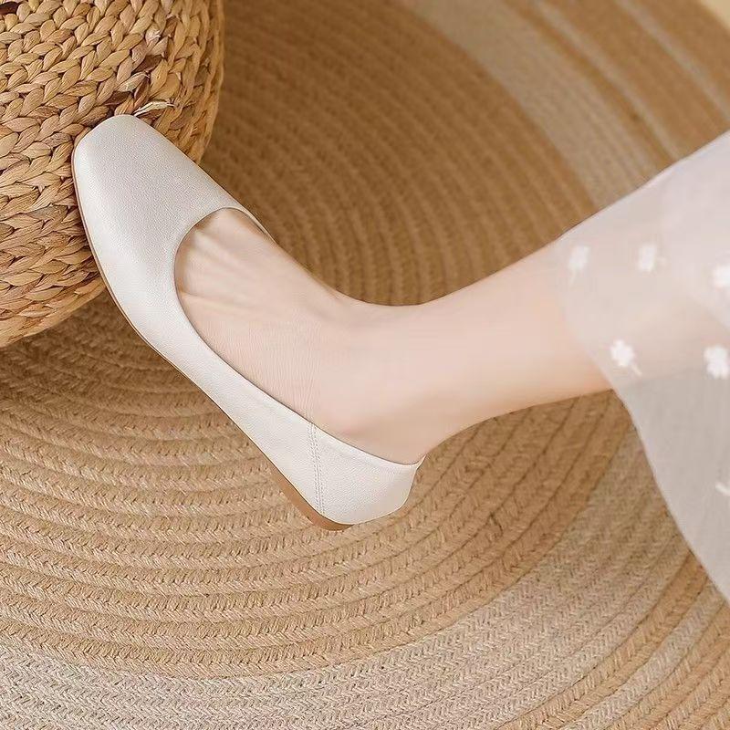 Summer new women's single shoes simple low-heeled Mary Jane small leather shoes versatile breathable commuting