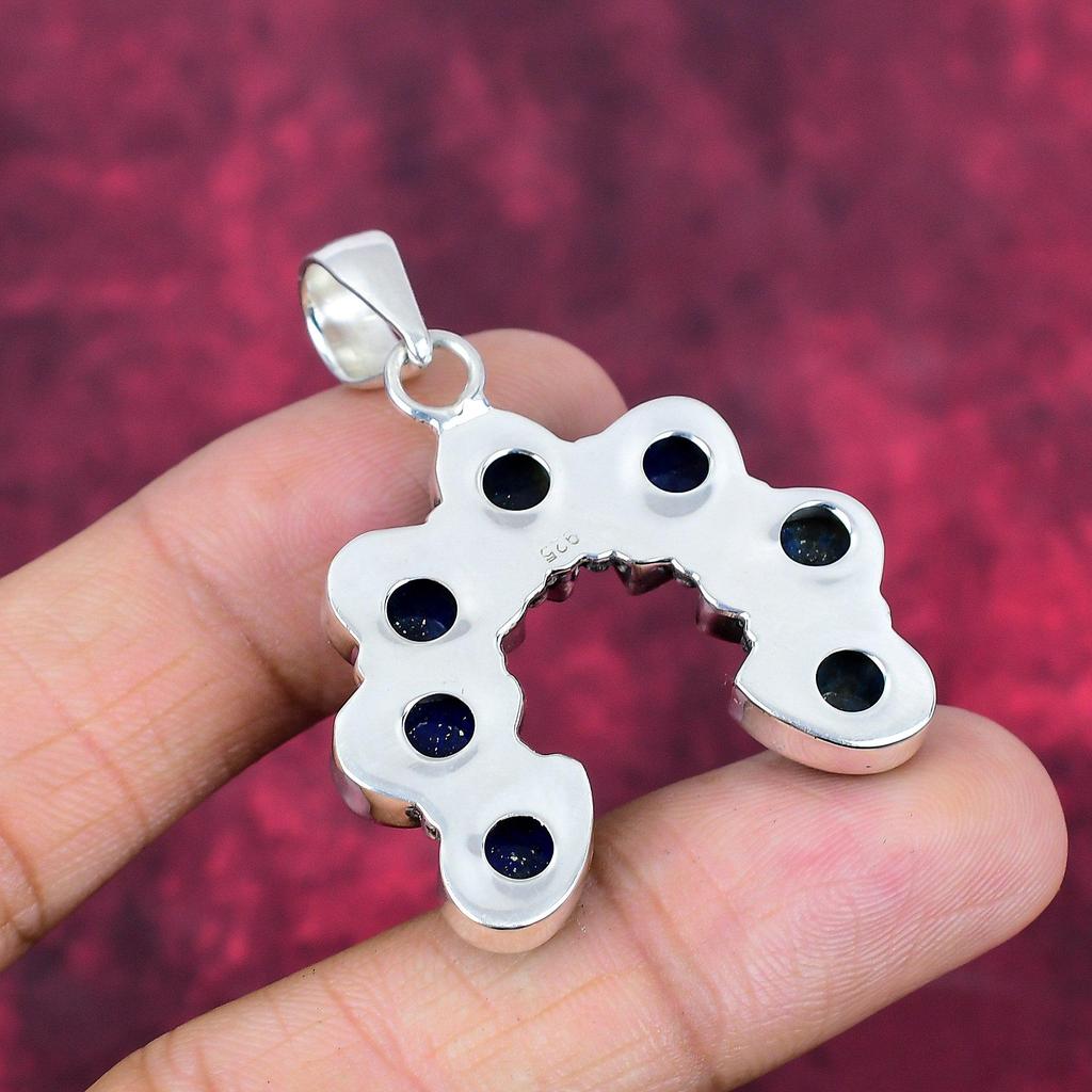 Lapis Lazuli anheng Håndlagde edelstenssmykker, 925 solid sterling sølv anheng, unikt design smykkeanheng