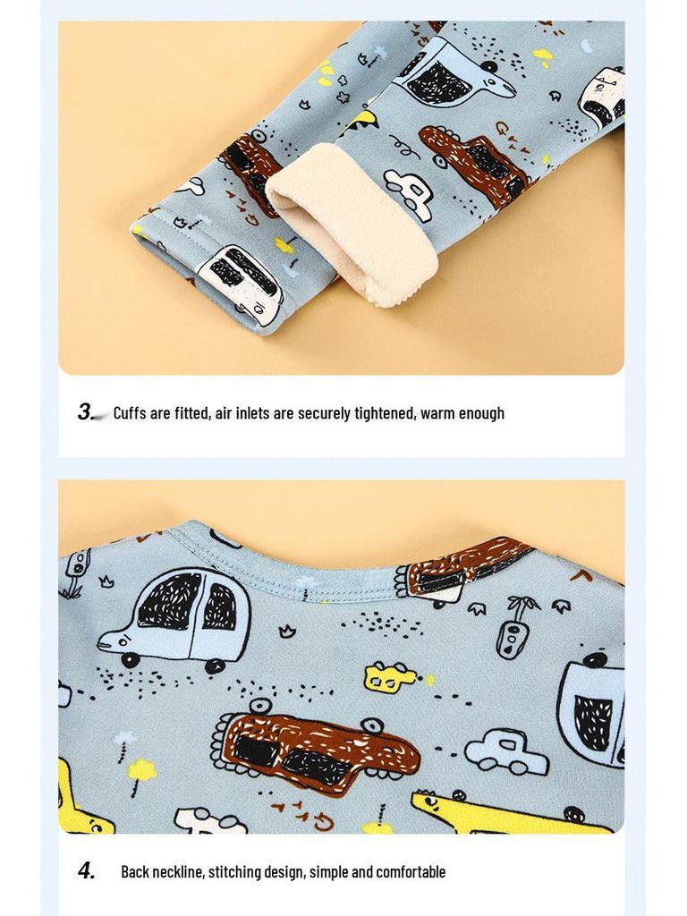 Children's Thermal Underwear Set - Boys & Girls Velvet-Lined Two-Piece Winter Pajamas