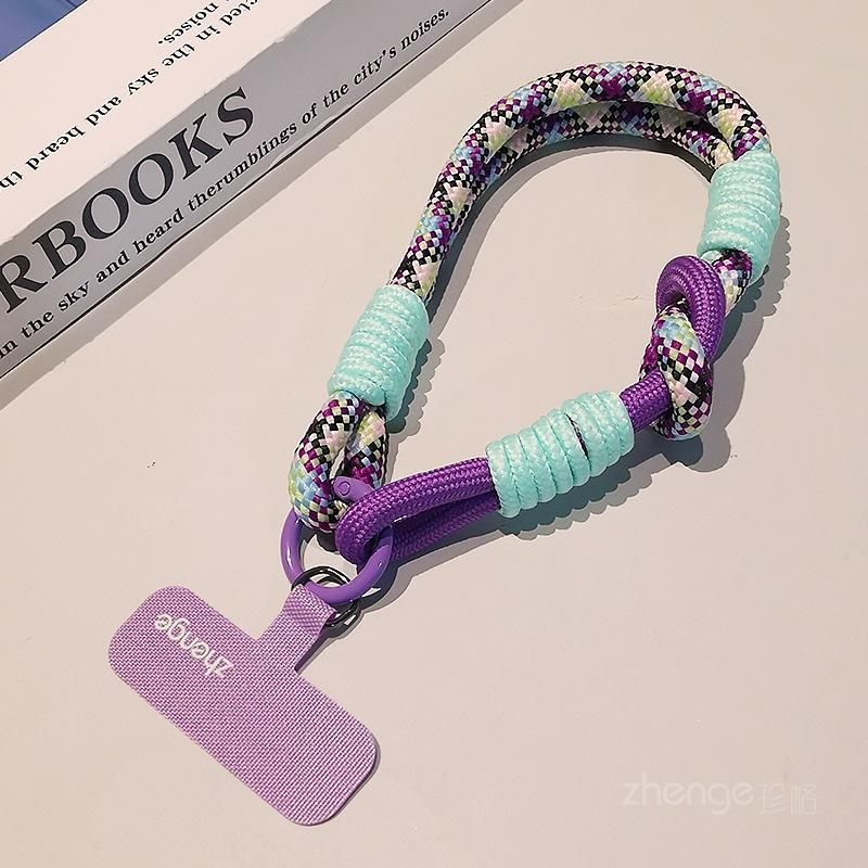 

Mobile phone lanyard wrist short dual-purpose thumb lanyard ins cartoon cute panda pendant pendant hand rope men and women [blue purple color]