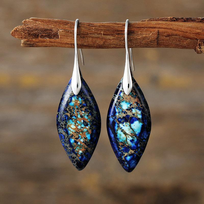 Bohemian Emperor Stone Leaf Pendant Earrings Popular Jewelry