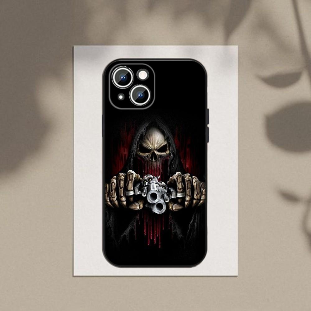 

Grim Reaper Skull Skeleton Phone Case For Apple iPhone 15,14,13,12,11,XS,XR,X,8,7,Pro,Max,Plus,mini Silicone Black Cover iPhone15